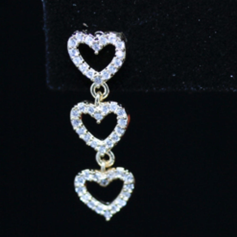 14k Gold Dipped White Topaz Pave Earrings - image 7